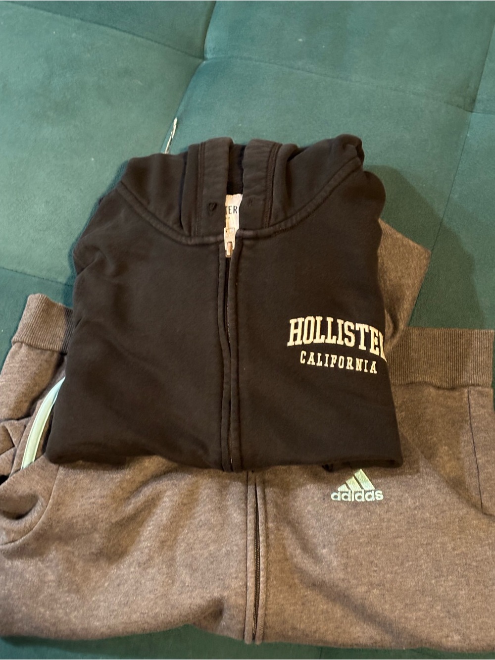 Bundled Hollister Black Hoodie and Addidas Hoodie both Zip Up Size Medium